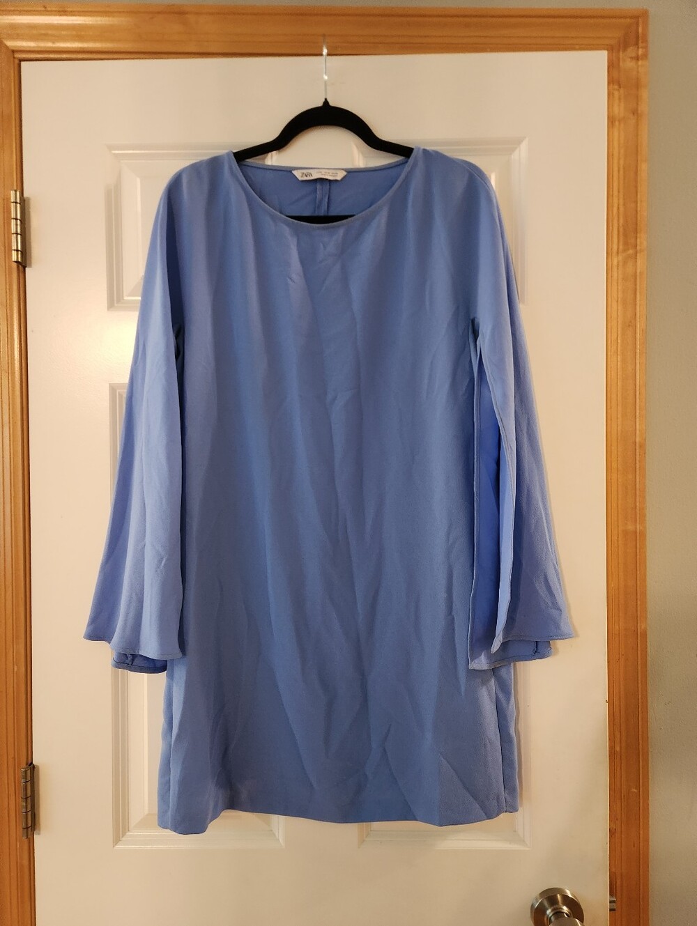 Zara Dusty Blue Round Neck Shift Dress